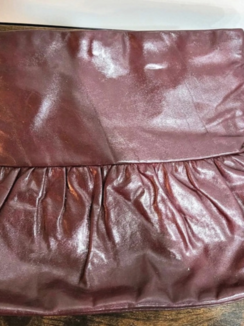 Vintage Clemente Burgundy Leather Foldover Slouch Clutch Bag Oversized 80s Pouch